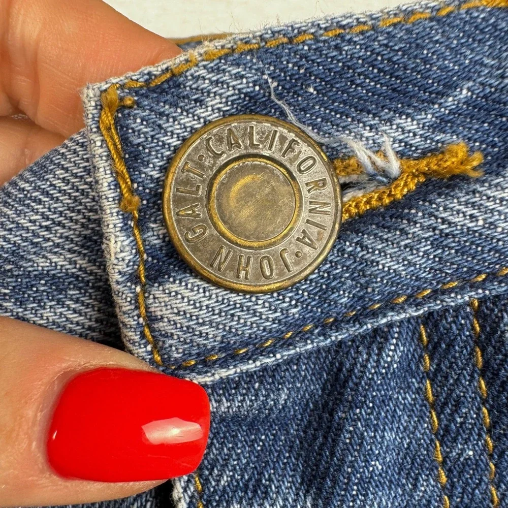 John Galt Brandy Melville High Rise Straight Leg Blue Jeans Button Fly Size S